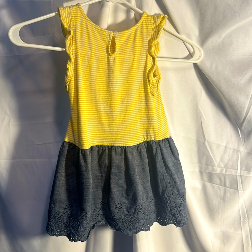 Gap Baby Girls Yellow Stripes And Blue Sleeveless Sun Dress Size 3